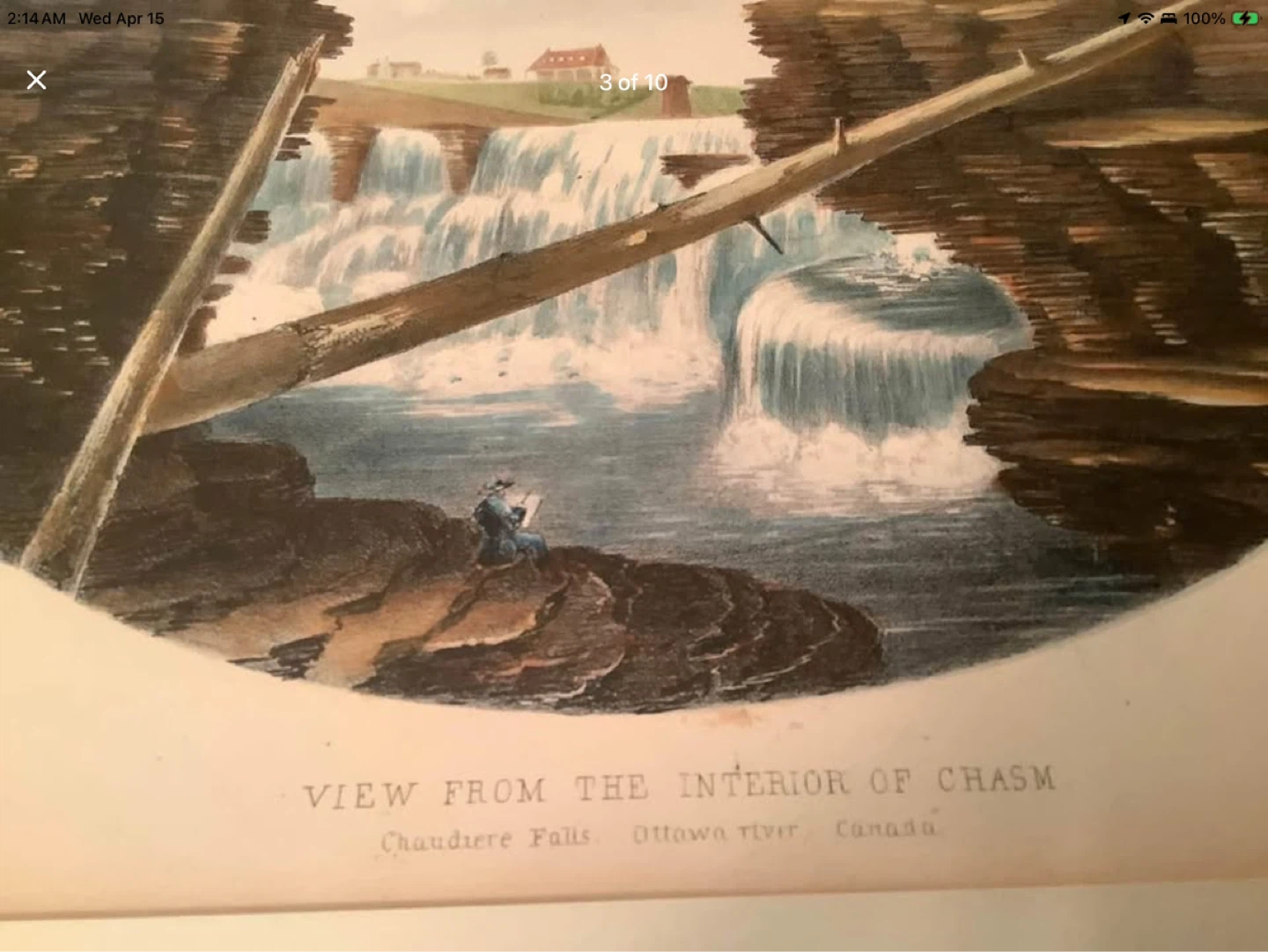 Antiq 2 Coloured Hd Drawn Lithograph of Chaudiere Falls Ottawa 🐞 - photo 4