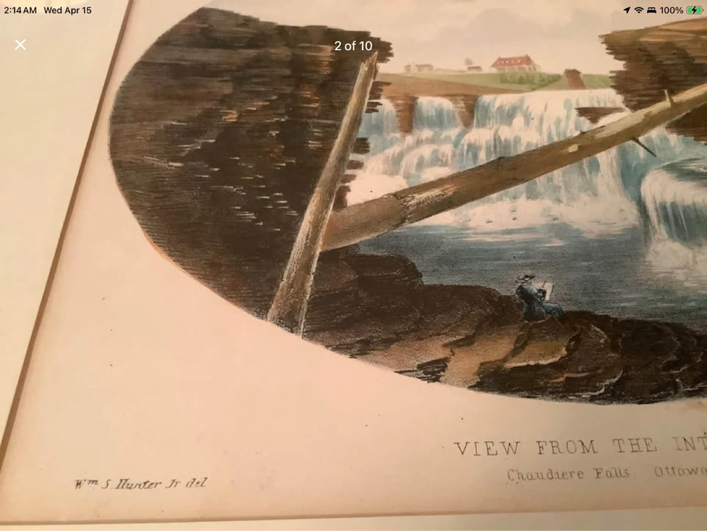 Antiq 2 Coloured Hd Drawn Lithograph of Chaudiere Falls Ottawa 🐞 - photo 3