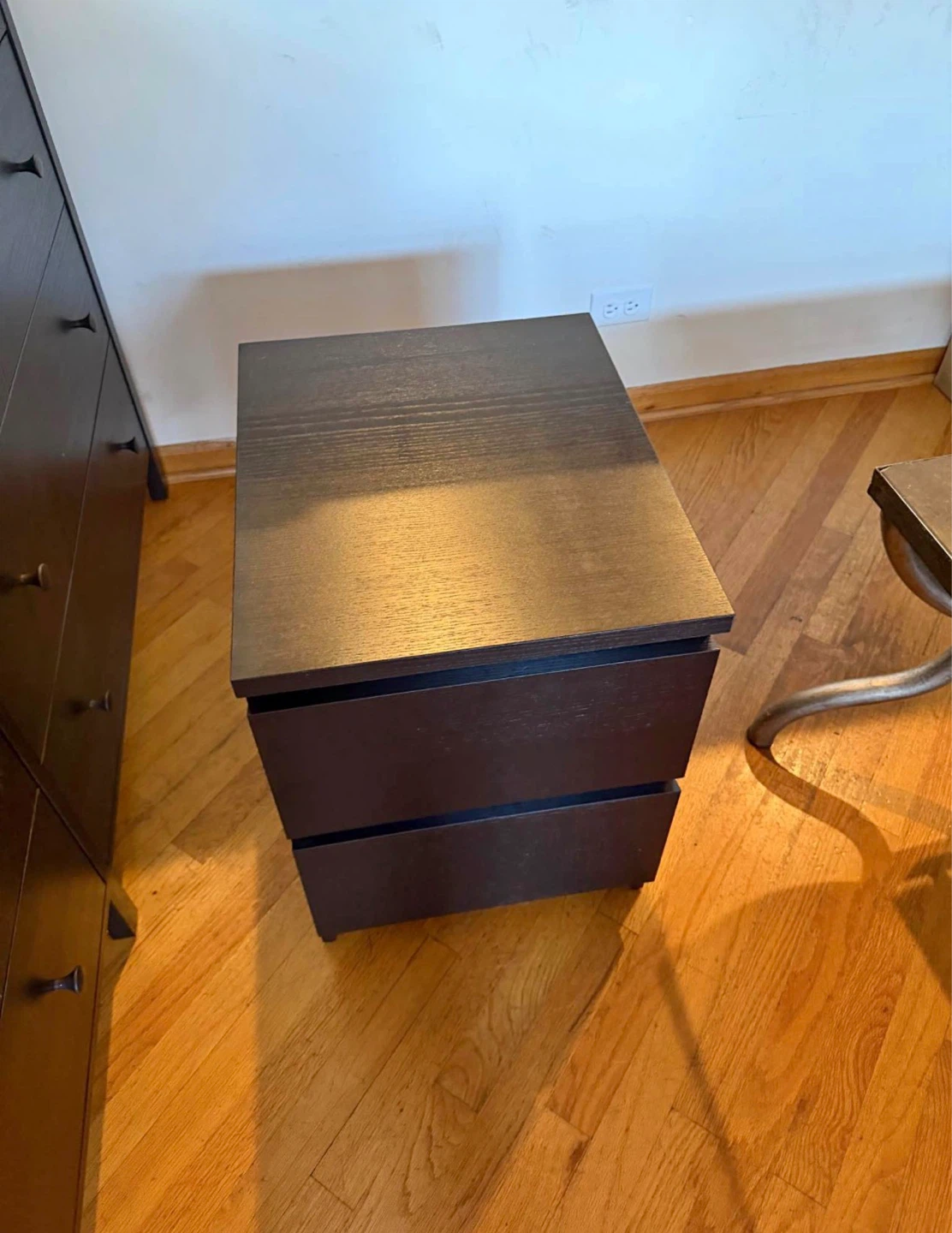 IKEA Malm Black Wood 2 Drawer nightstand - photo 2