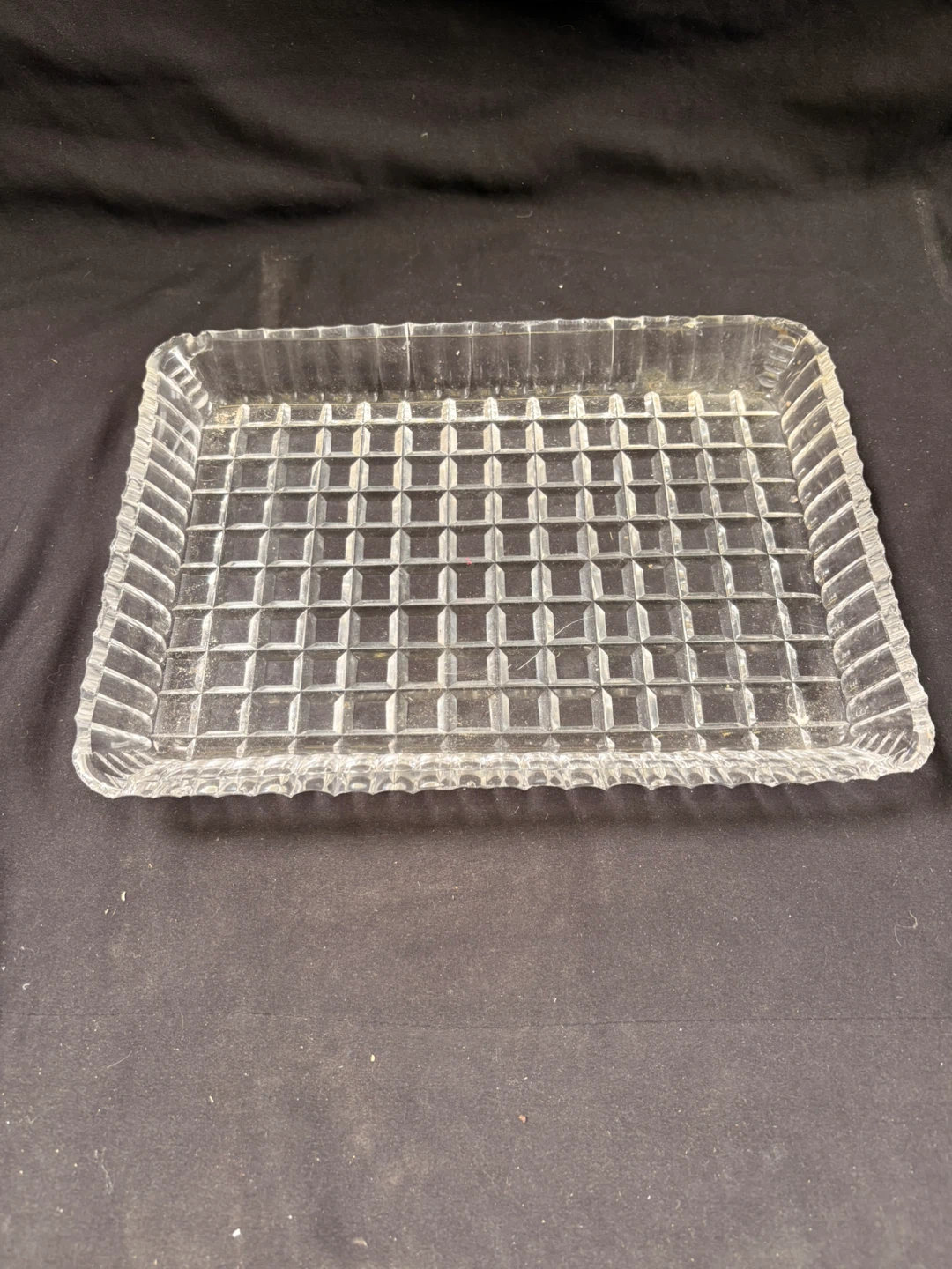 Clear Glass Tray with Ribbed Edges