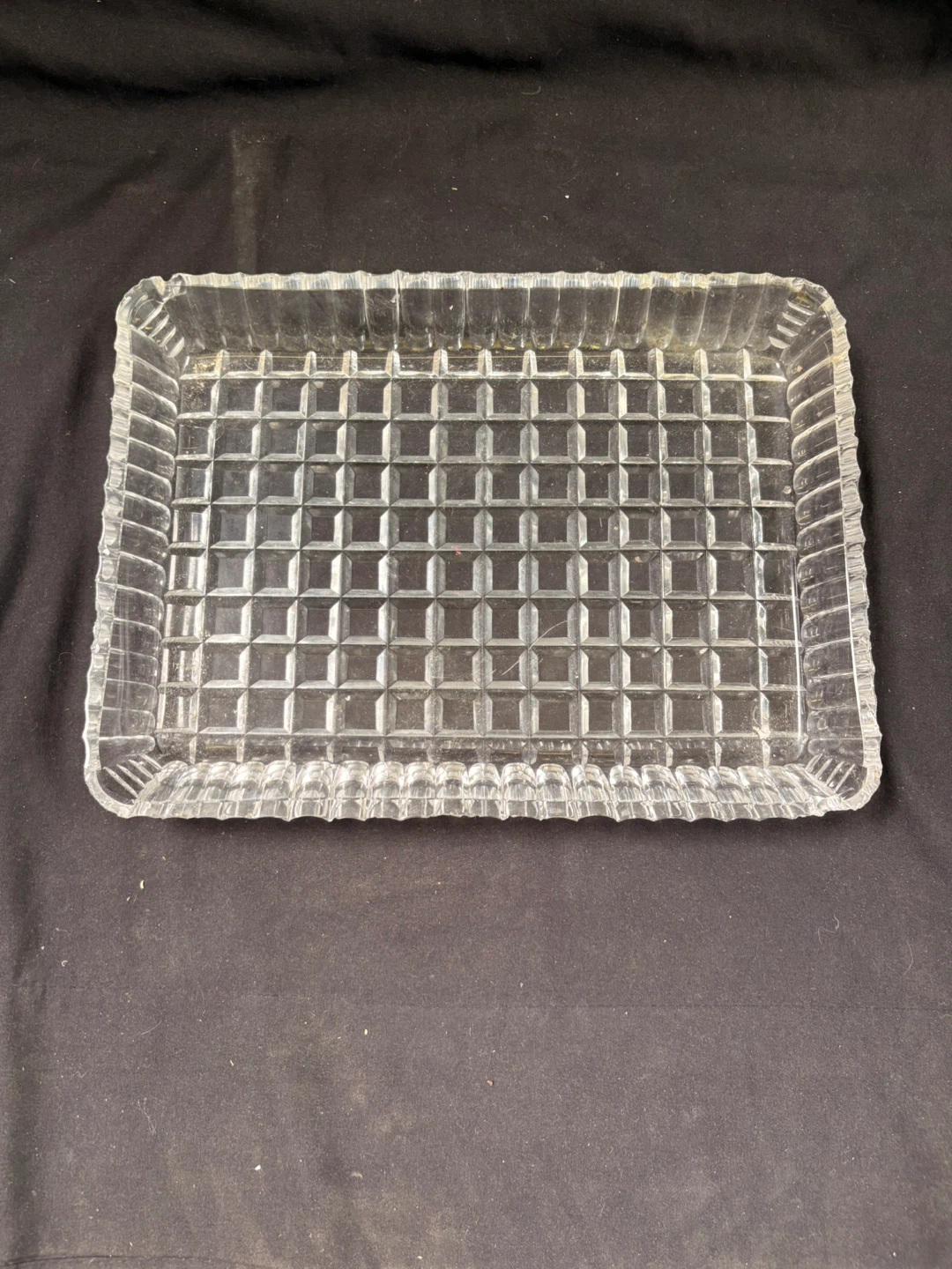 Clear Glass Tray with Ribbed Edges - photo 2