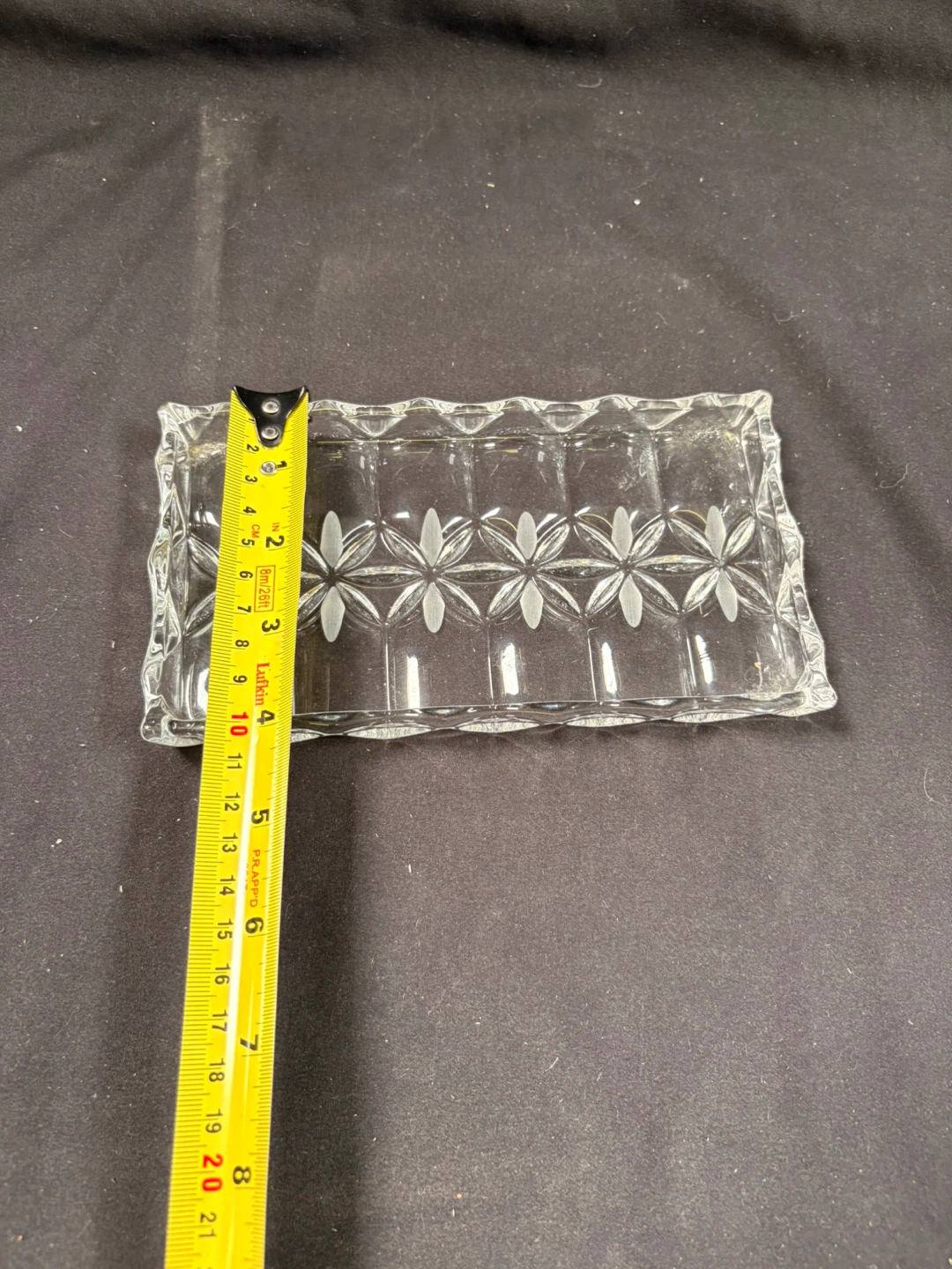 Clear Glass Trinket Dish with Floral Etching - photo 5