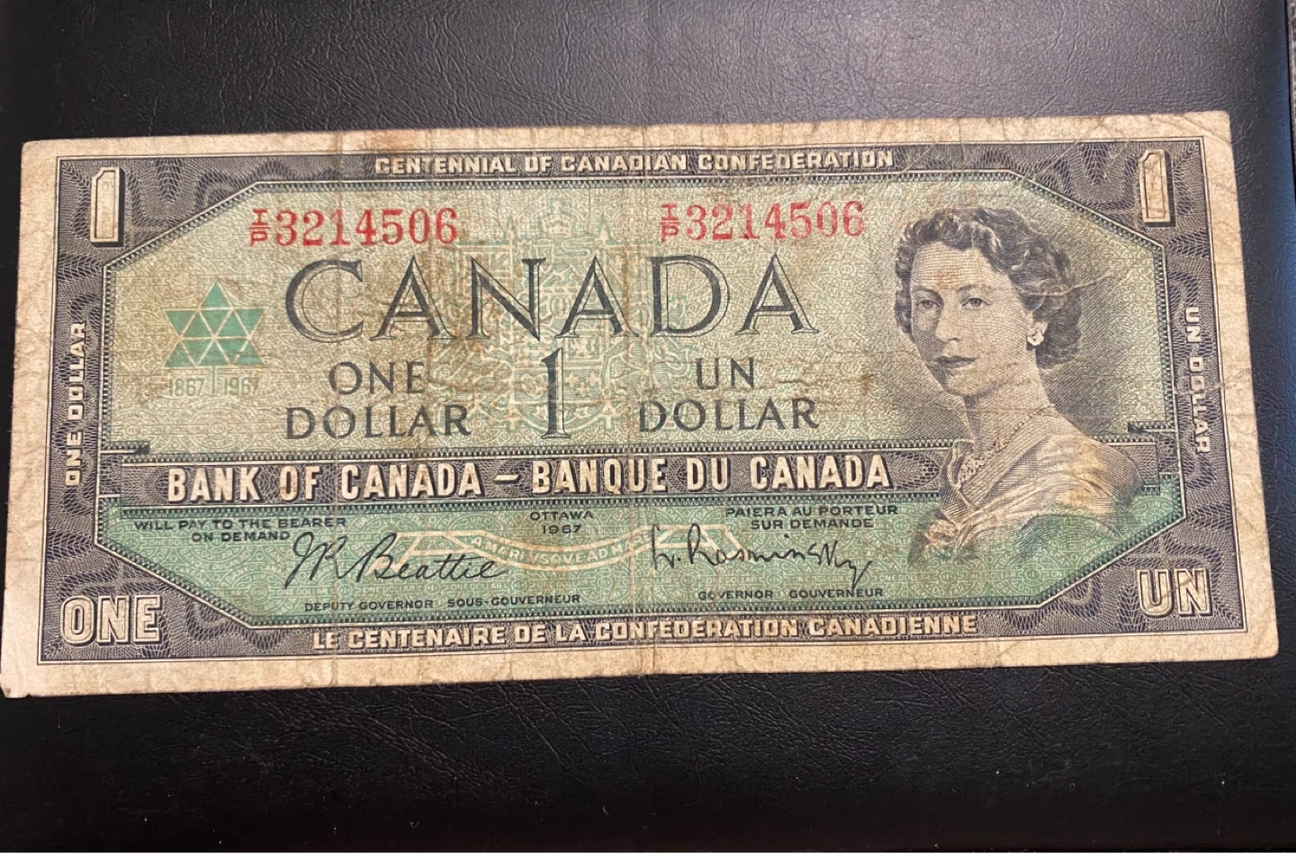 1967 Canada Centennial Confederation $1 Bill