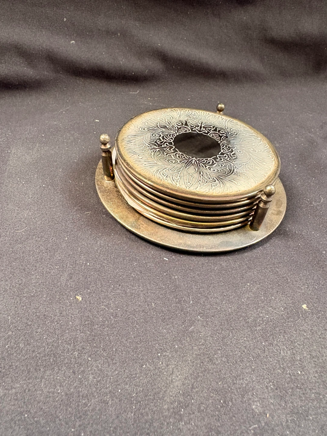 Vintage Coaster Set with Holder - photo 4