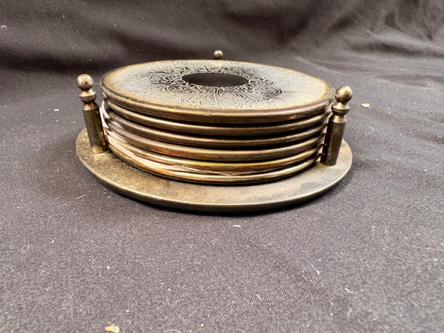 Vintage Coaster Set with Holder - photo 3