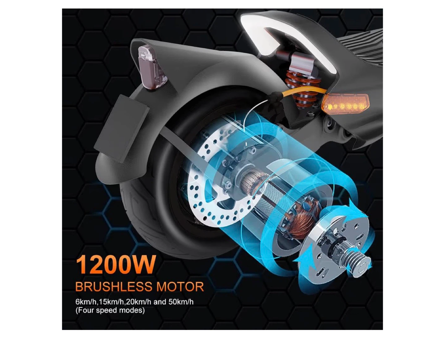 cunfon RZ 800 Electric Scooter - 1200W Motor, Fingerprint Unlock - photo 5