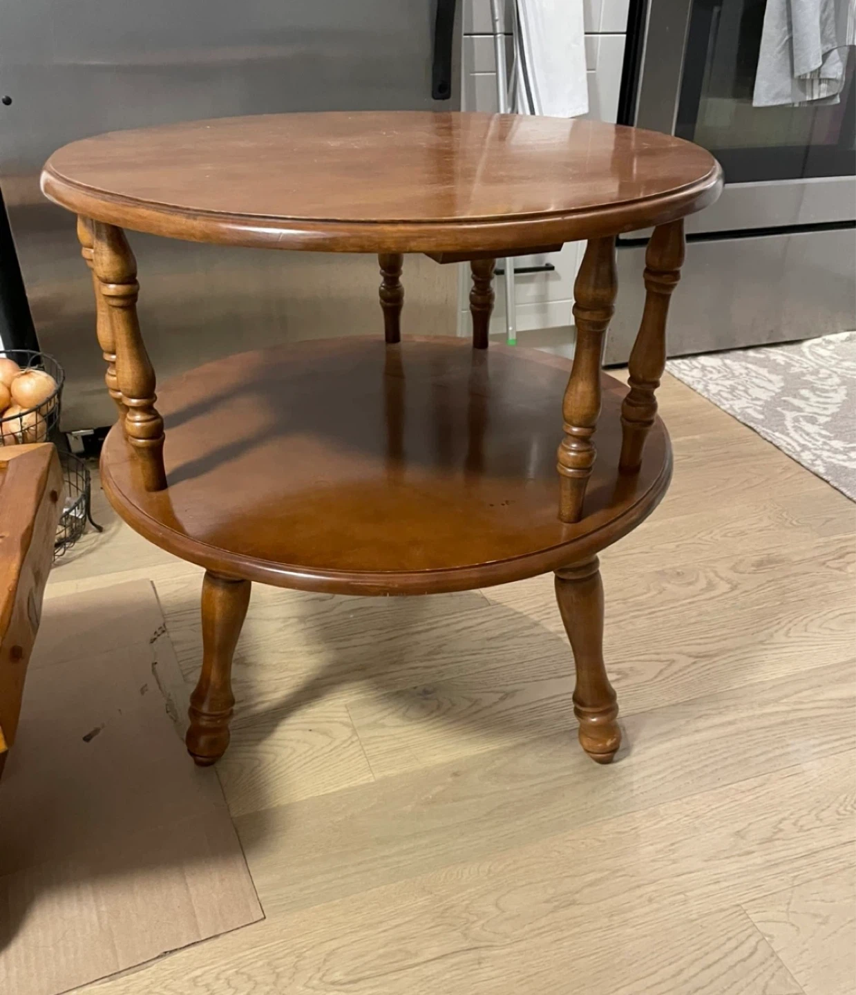 Two-Tier Round Wooden End Table - photo 2