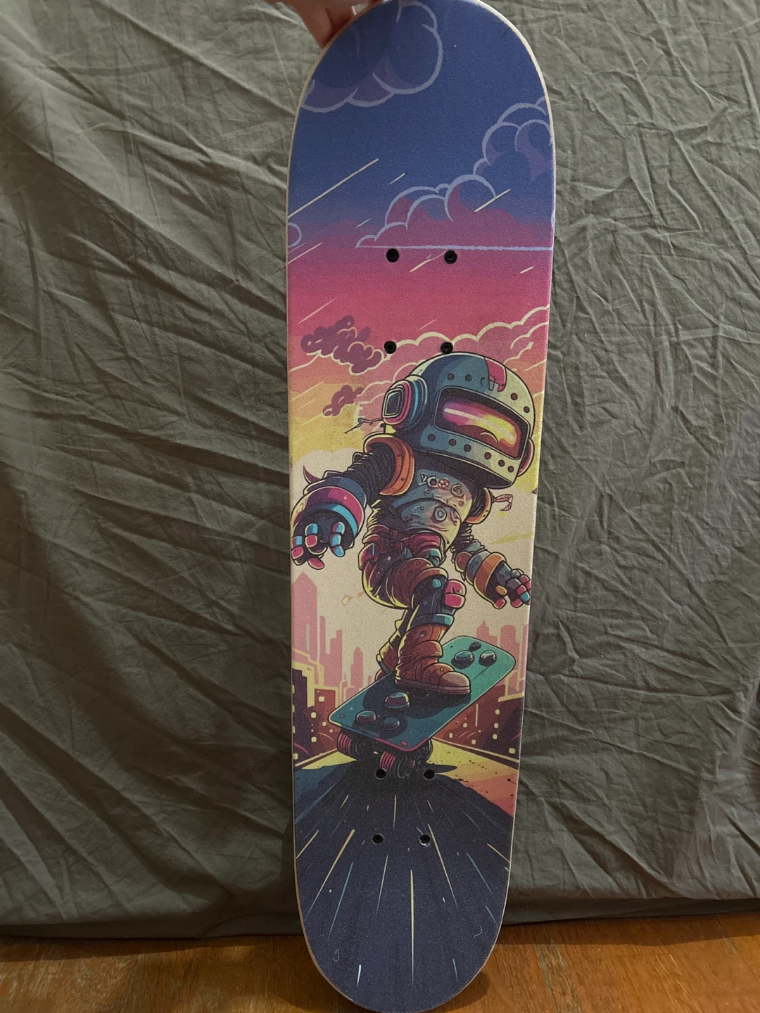 Skateboard with Robot Graphic