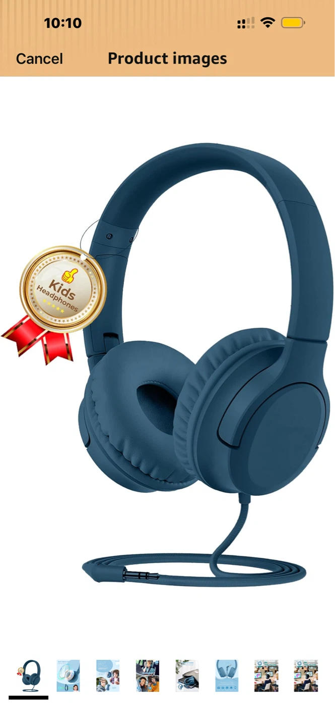 Kids Headphones Volume Limiter 94dB Wired Over-Ear Headset