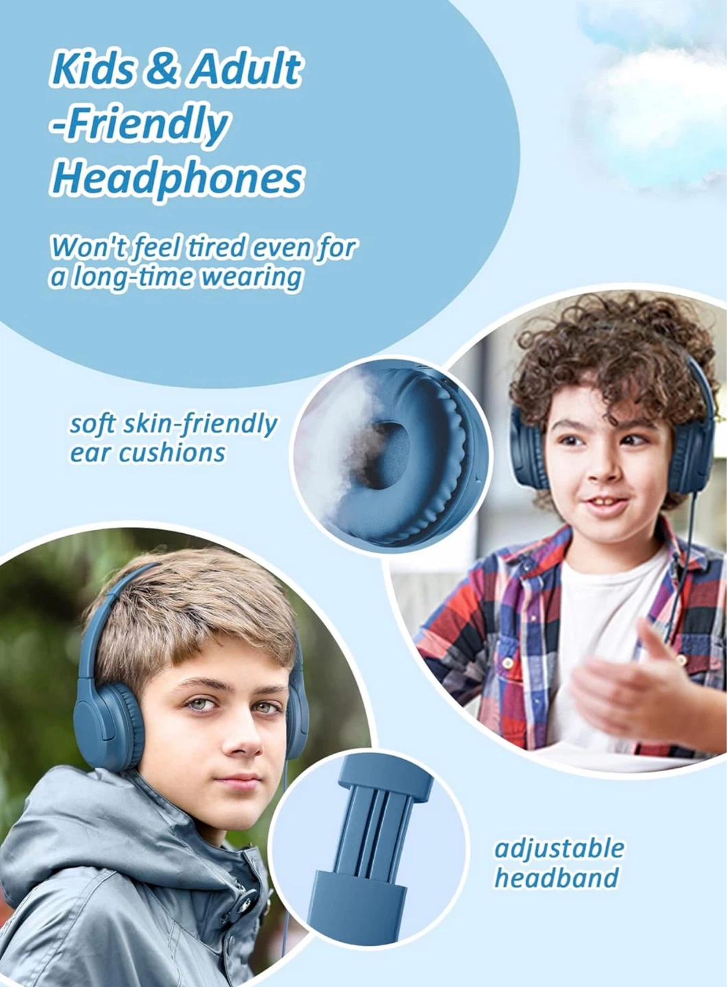 Kids Headphones Volume Limiter 94dB Wired Over-Ear Headset - photo 4