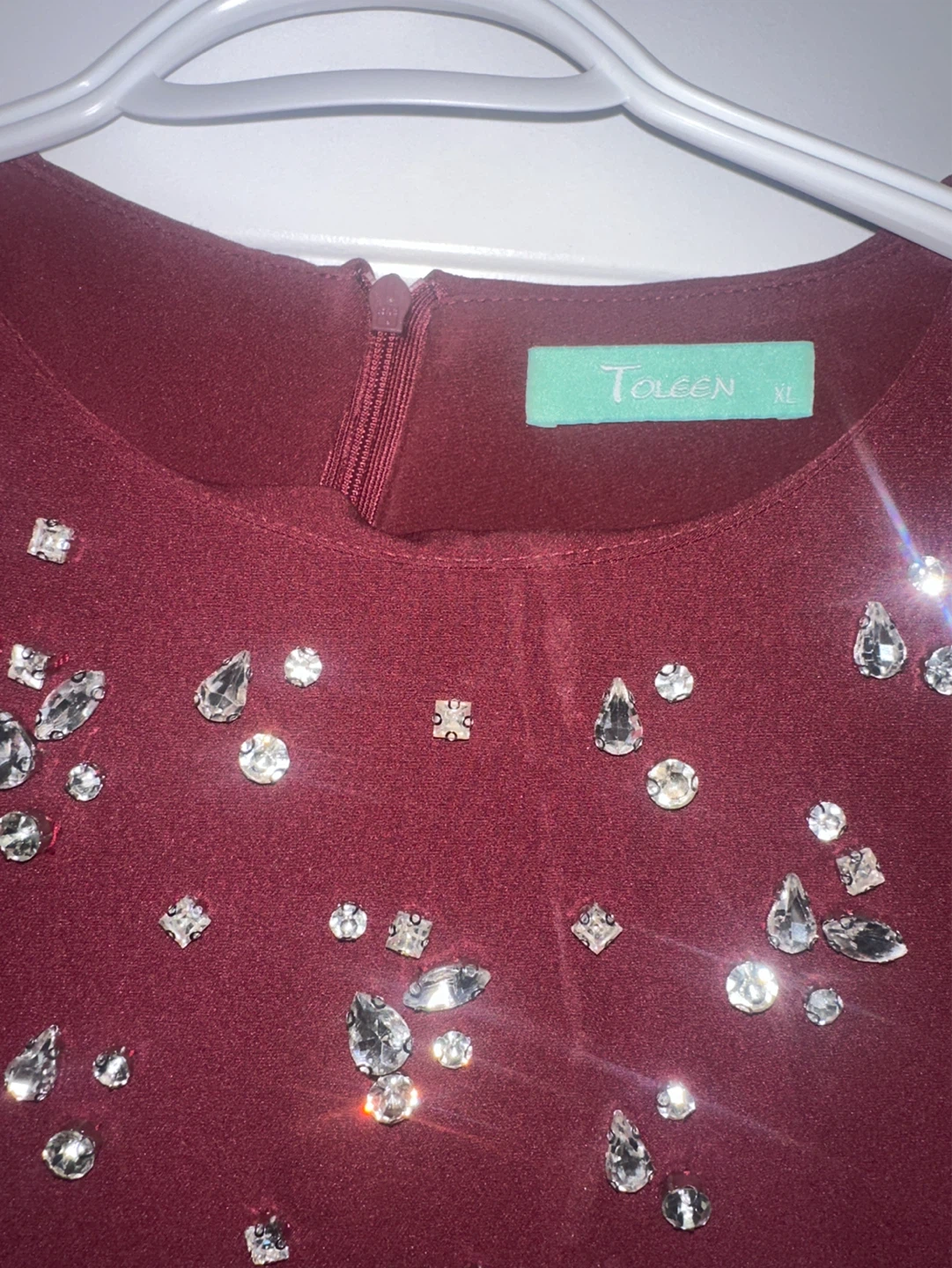 Toleen Embellished Burgundy Dress - XL - photo 2