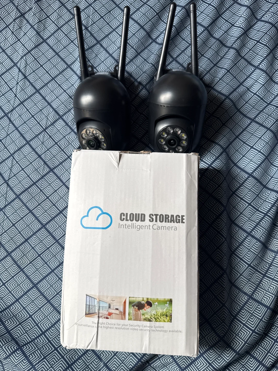 2x Black Cloud Storage Intelligent Security Cameras