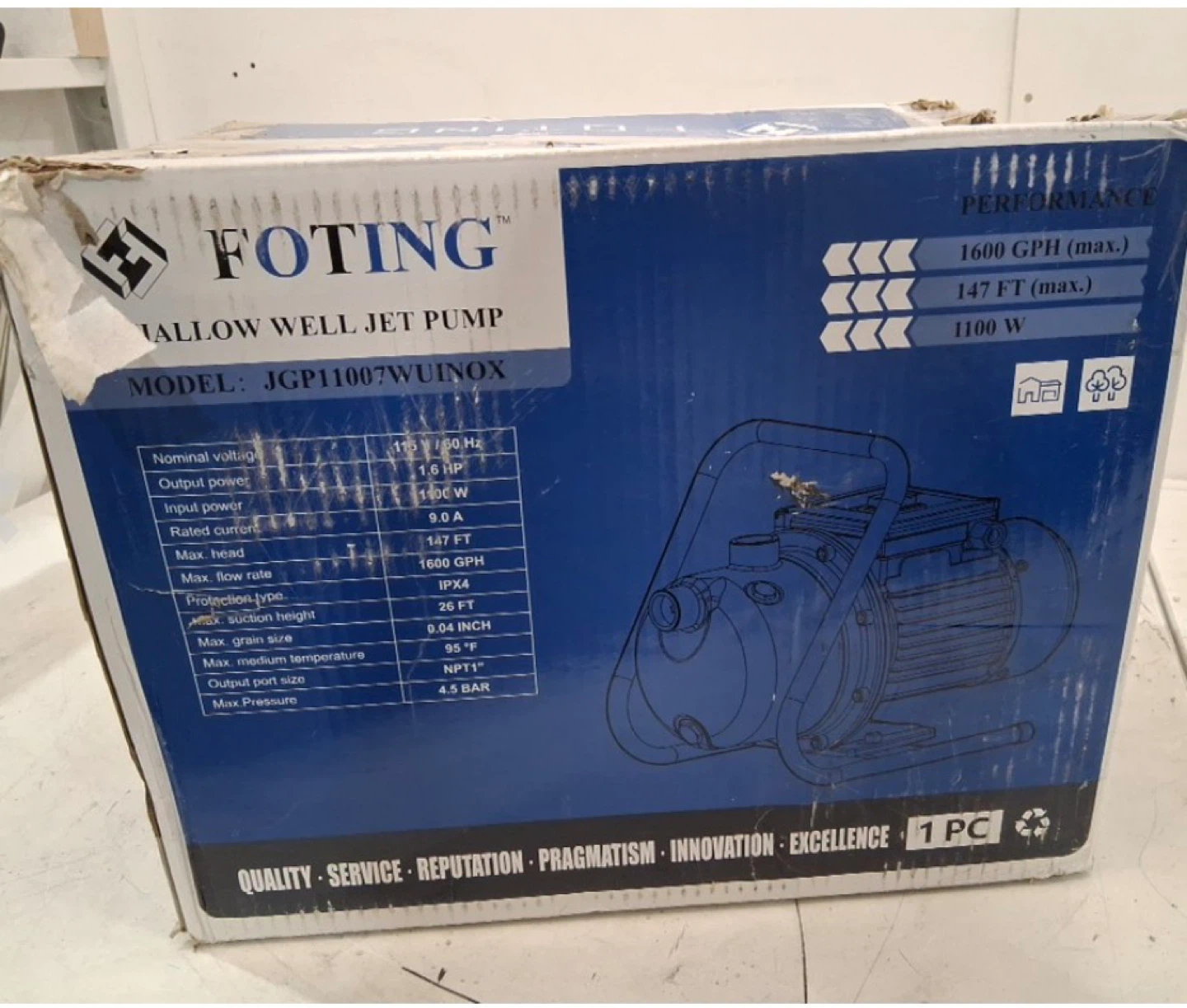 FOTING Shallow Well Jet Pump JGP11007WUINOX 1.6 HP - photo 5