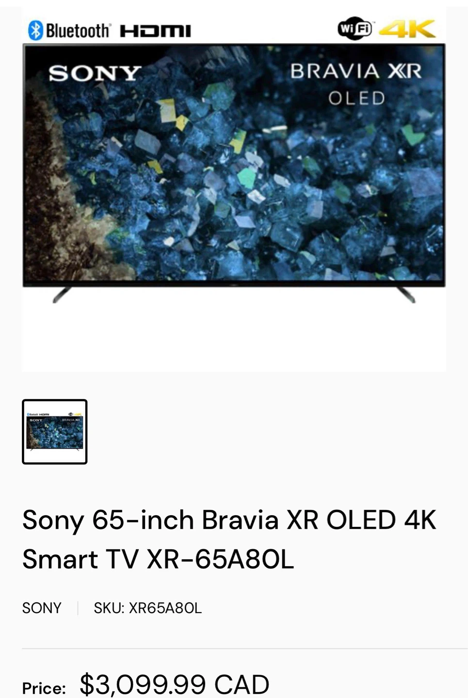 Sony 65-inch Bravia XR OLED 4K Smart TV XR-65A80L - photo 4