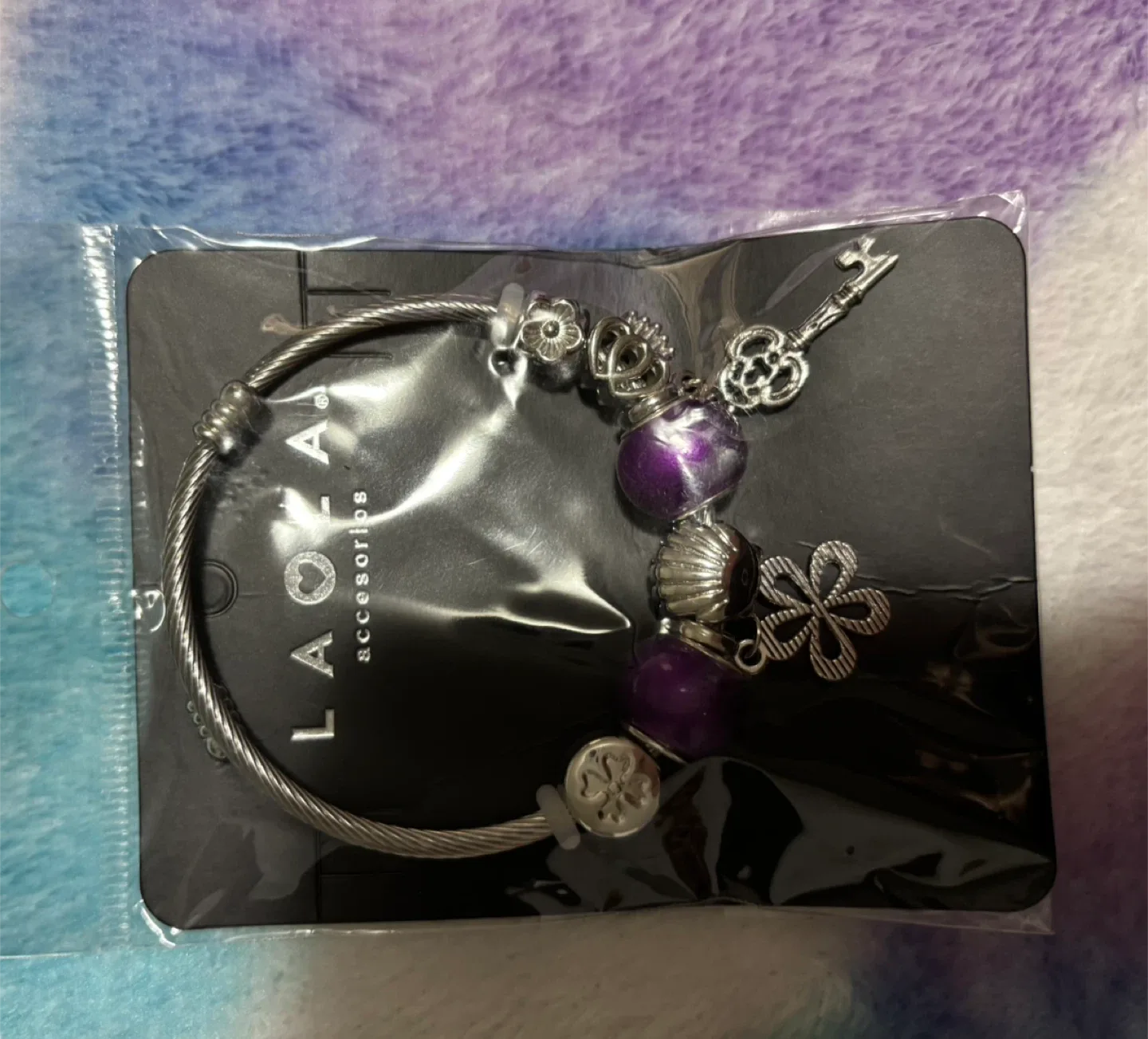 LA GLA Accessories Charm Bracelet with Purple Beads - photo 2