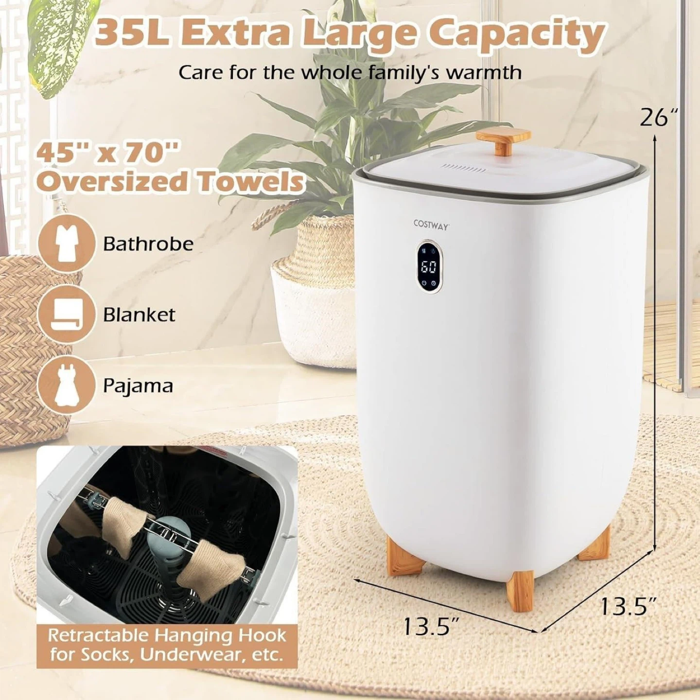 COSTWAY Upgraded 35L Towel Warmer Bucket - photo 2