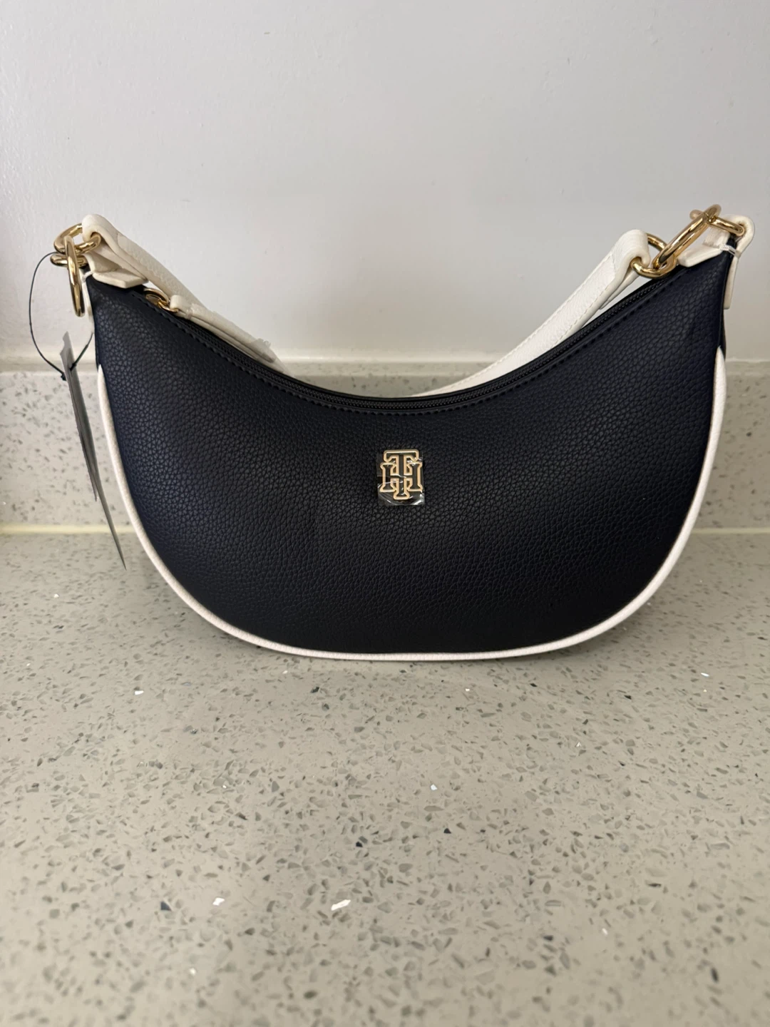 Tommy Hilfiger Hobo Shoulder Bag - Black/White