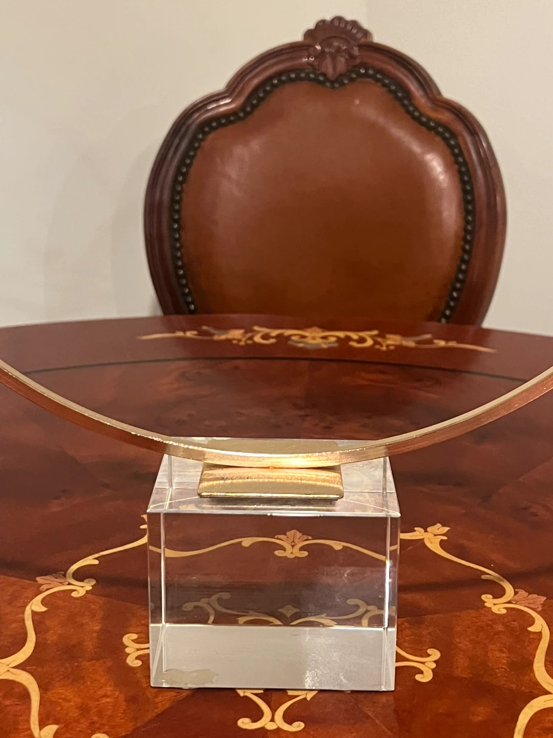 Gold Metal Bird Sculpture on Clear Acrylic Base - photo 3
