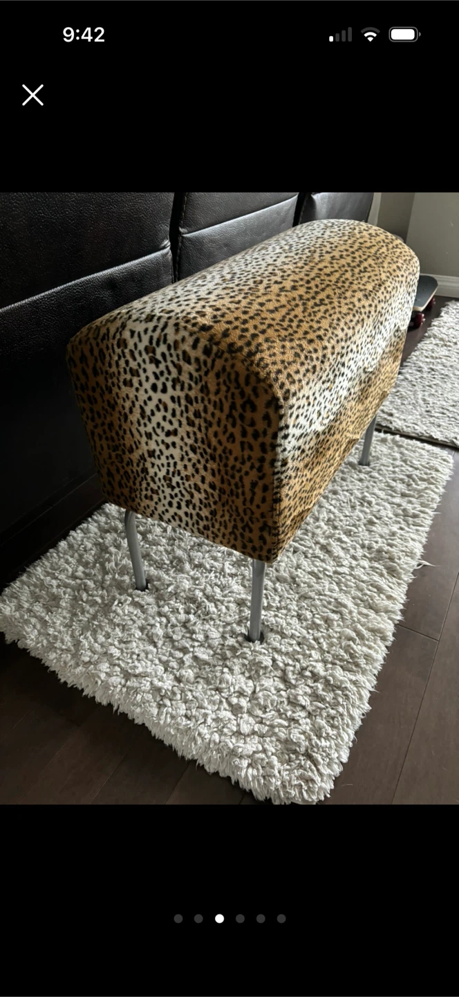 Leopard Print Storage Ottoman Bench