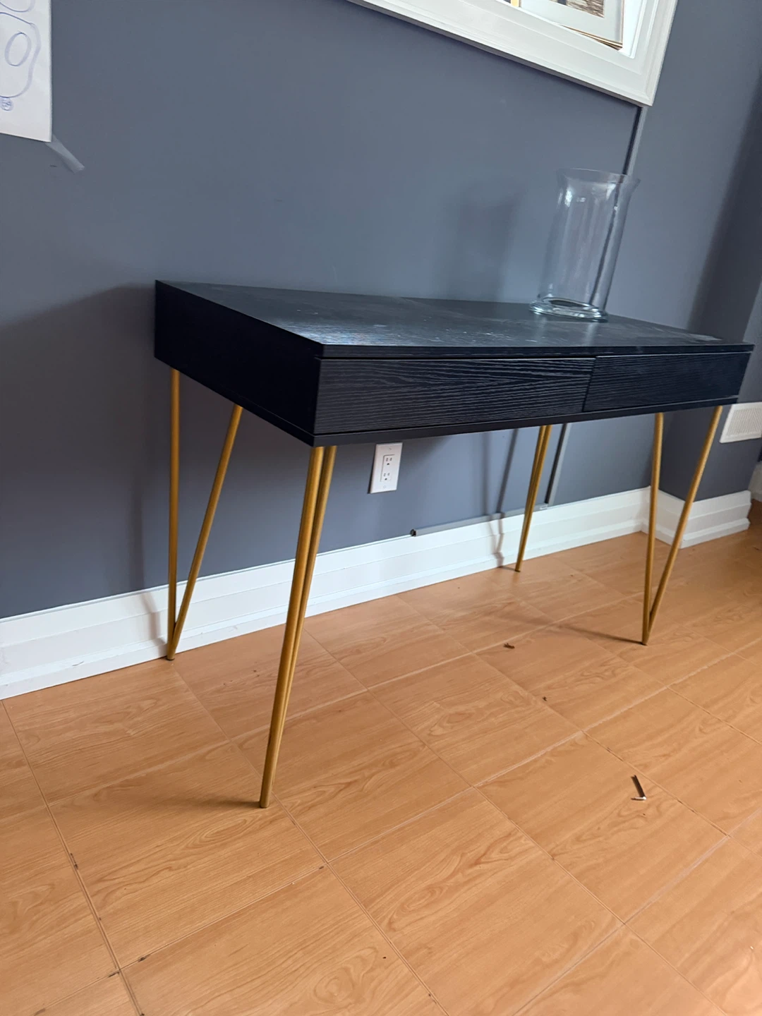 Black Desk with Gold Hairpin Legs - photo 2