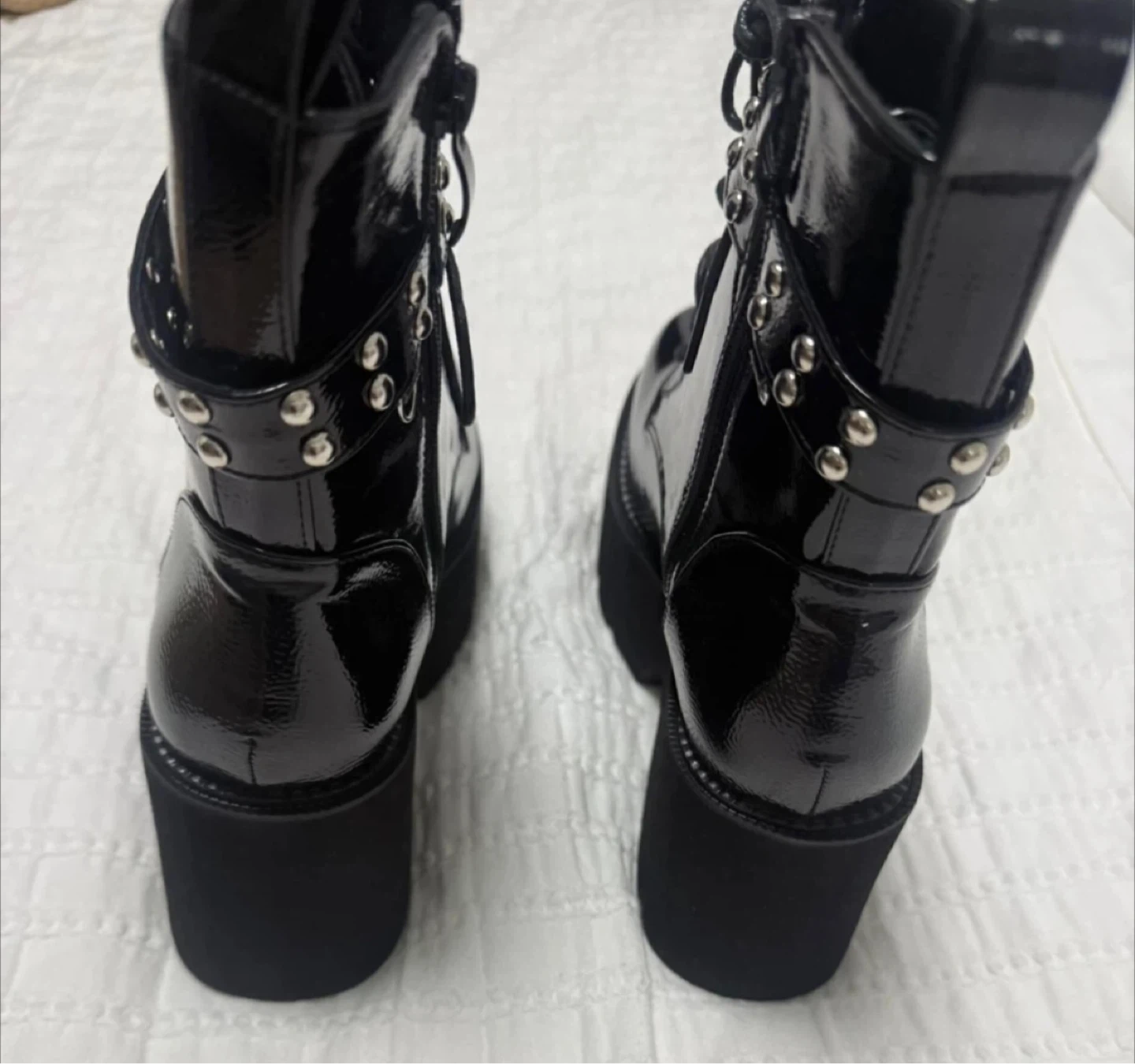 Black Patent Platform Combat Boots. Size 7 - photo 2