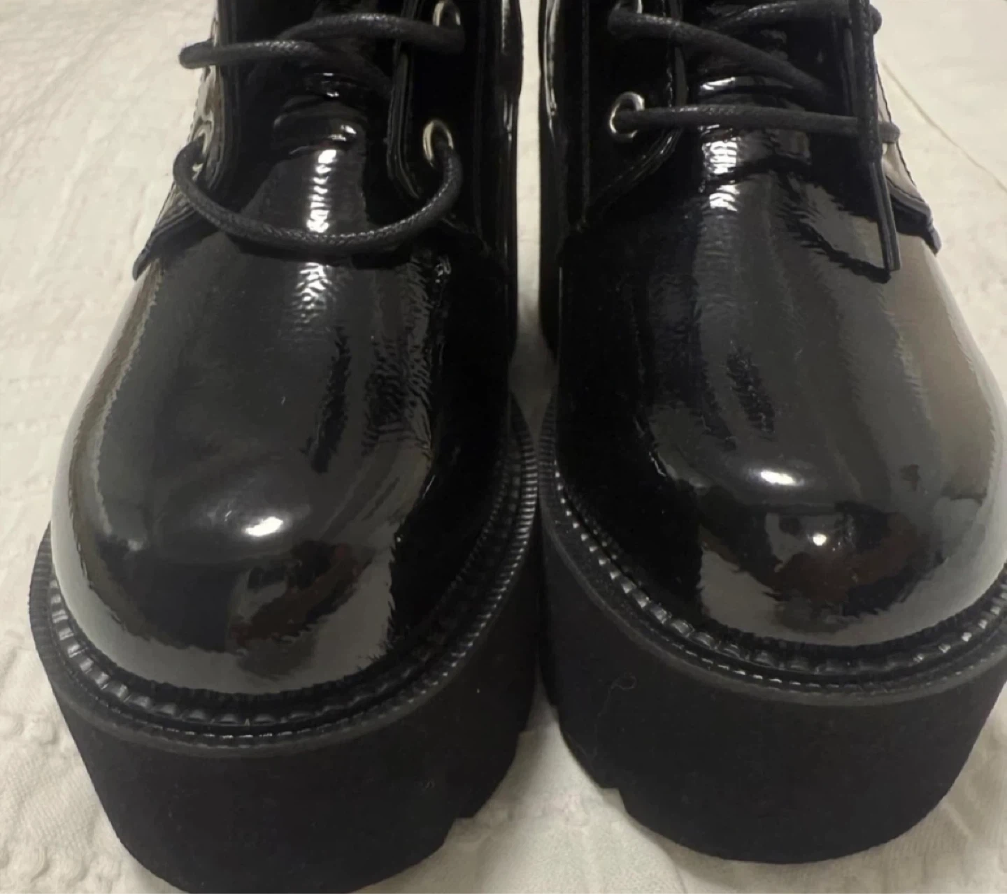 Black Patent Platform Combat Boots. Size 7 - photo 4
