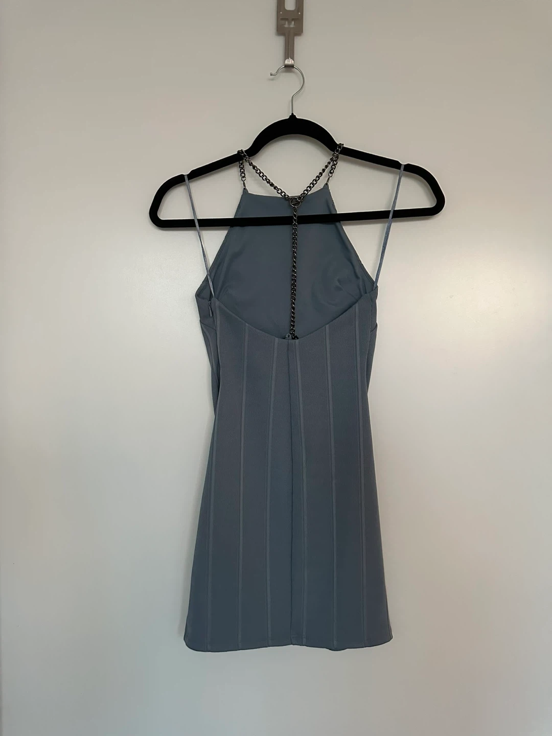 TOPSHOP Petite Grey Chain Halter Mini Dress UK 6 - photo 2