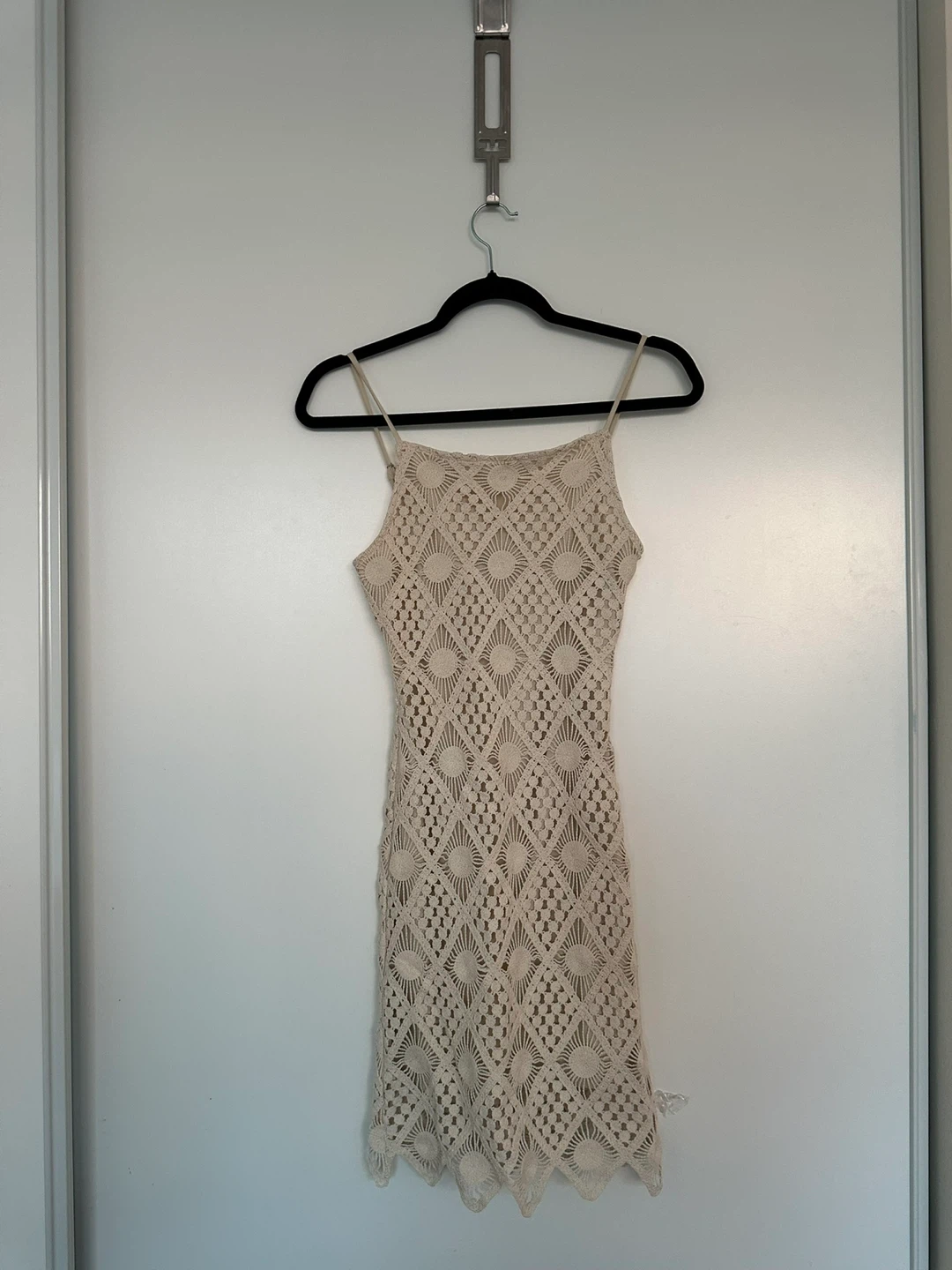 Fashion Nova Hot Oasis Crochet Mini Dress - Cream - Size S