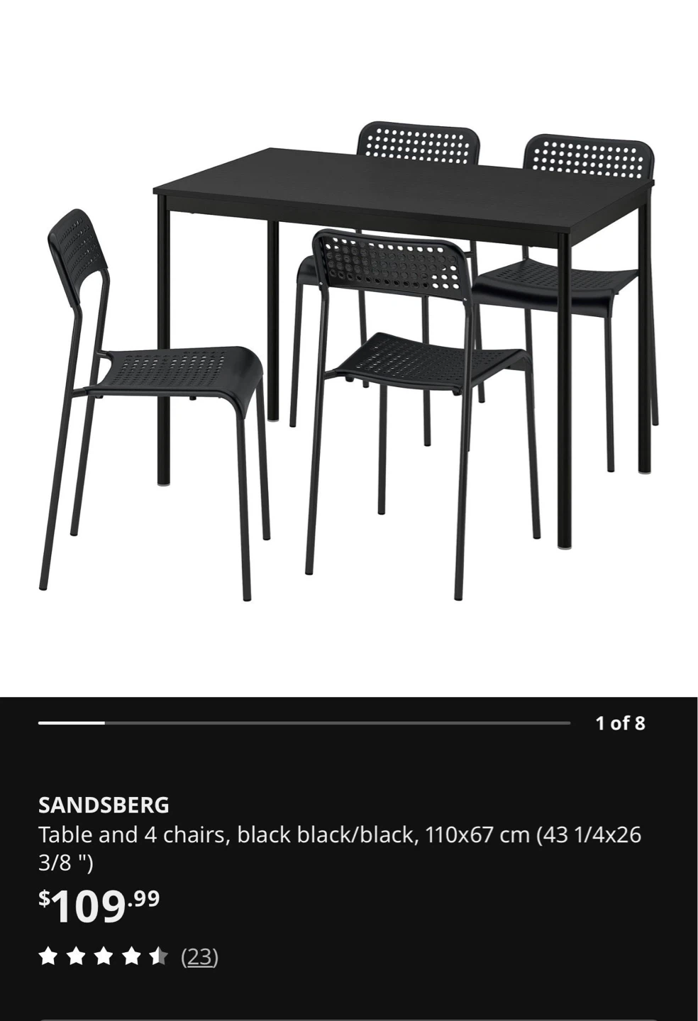 IKEA SANDSBERG Table- Black