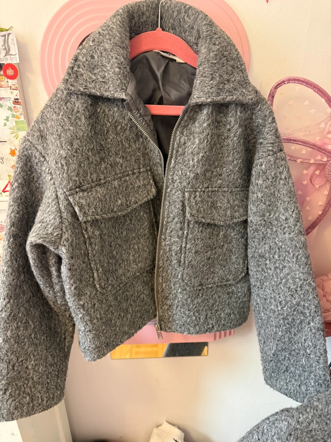 H&M Grey Textured Jacket - Size 10-11Y