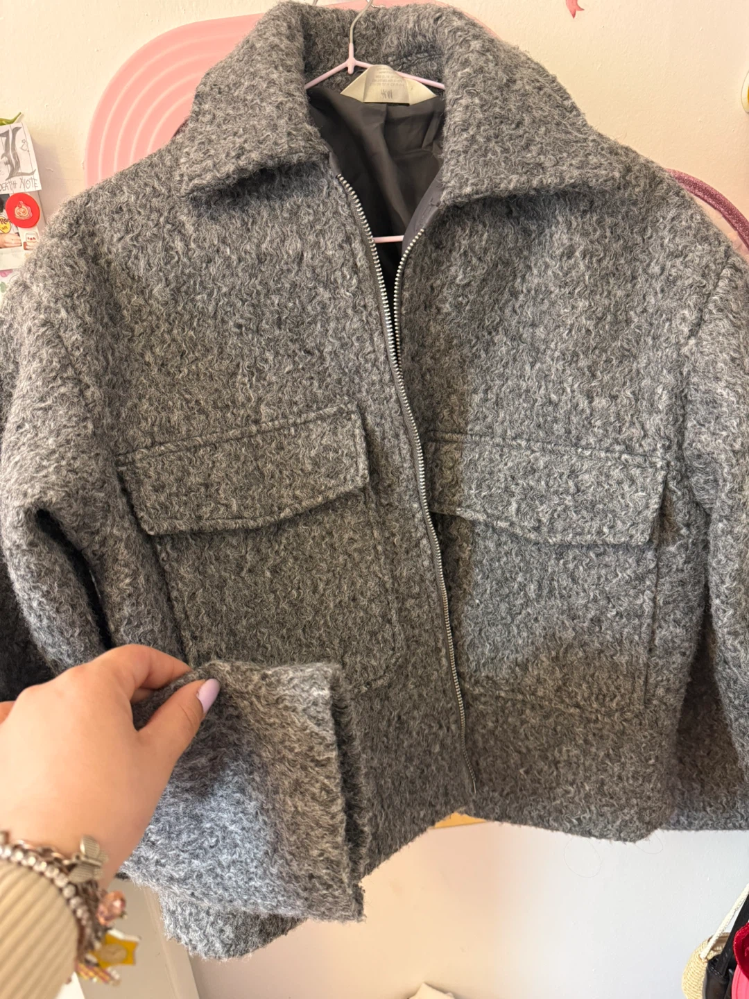 H&M Grey Textured Jacket - Size 10-11Y - photo 5