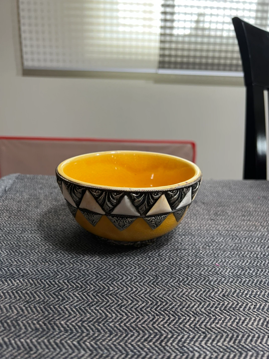 Decorative Yellow Bowl with Geometric Pattern