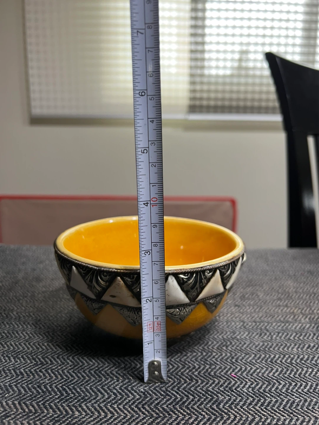 Decorative Yellow Bowl with Geometric Pattern - photo 5