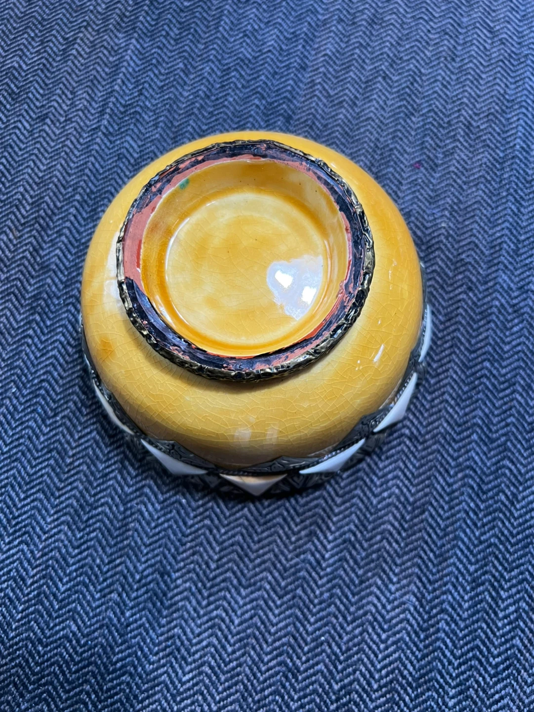 Decorative Yellow Bowl with Geometric Pattern - photo 3