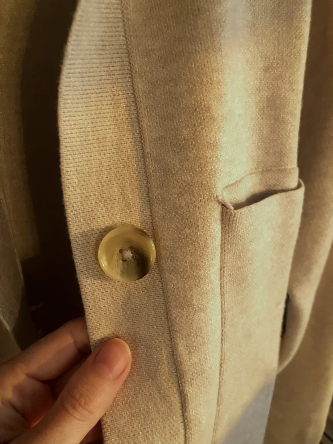 Beige Collared Button-Up Cardigan - photo 2