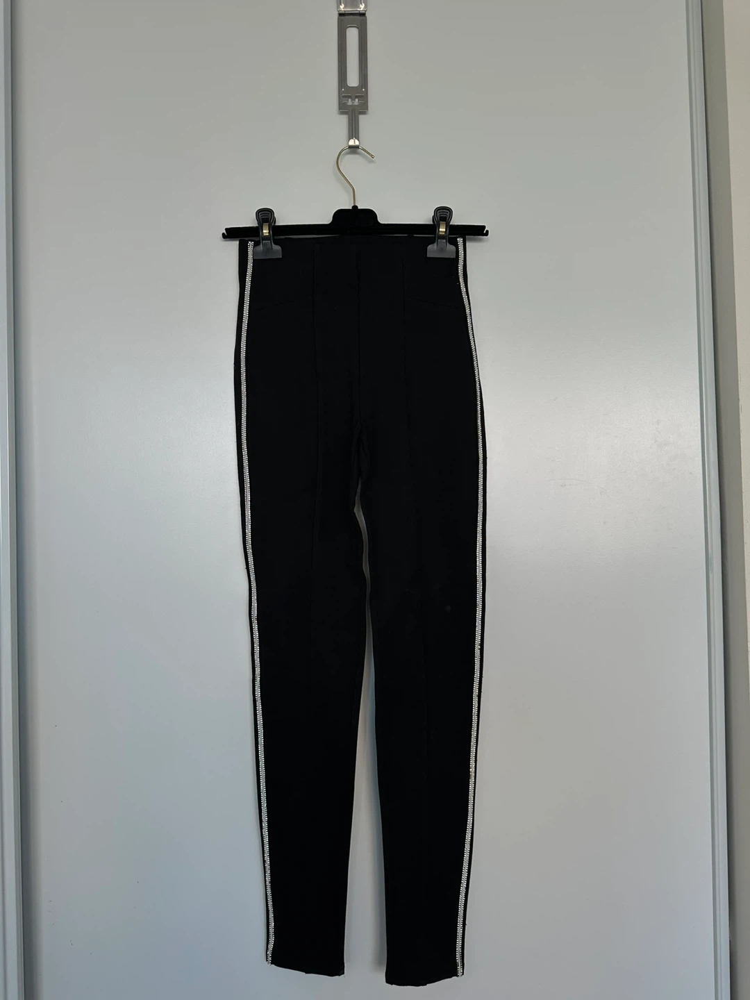 ZARA Black Pants with Rhinestone Side Stripe