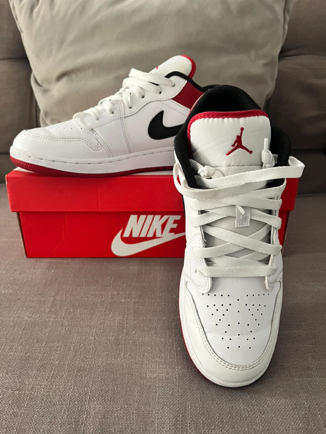 Nike Air Jordan 1 Low Sneakers - White/Black/Red - photo 3