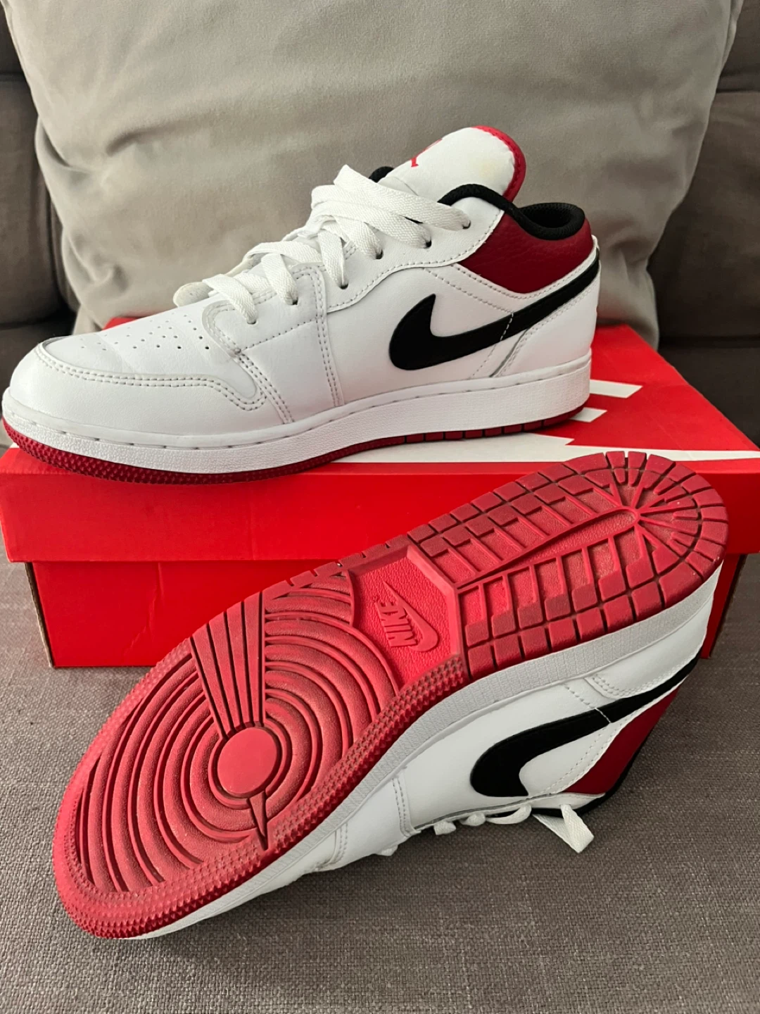 Nike Air Jordan 1 Low Sneakers - White/Black/Red - photo 2