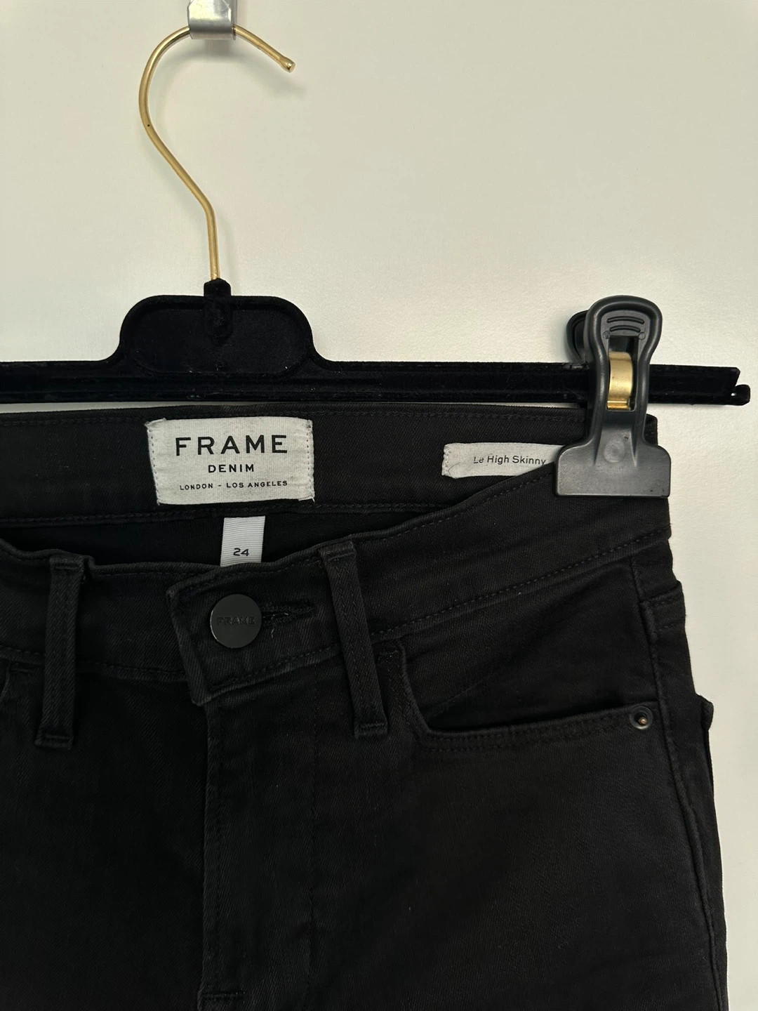 FRAME Le High Skinny Jeans Black Size 24 - photo 4