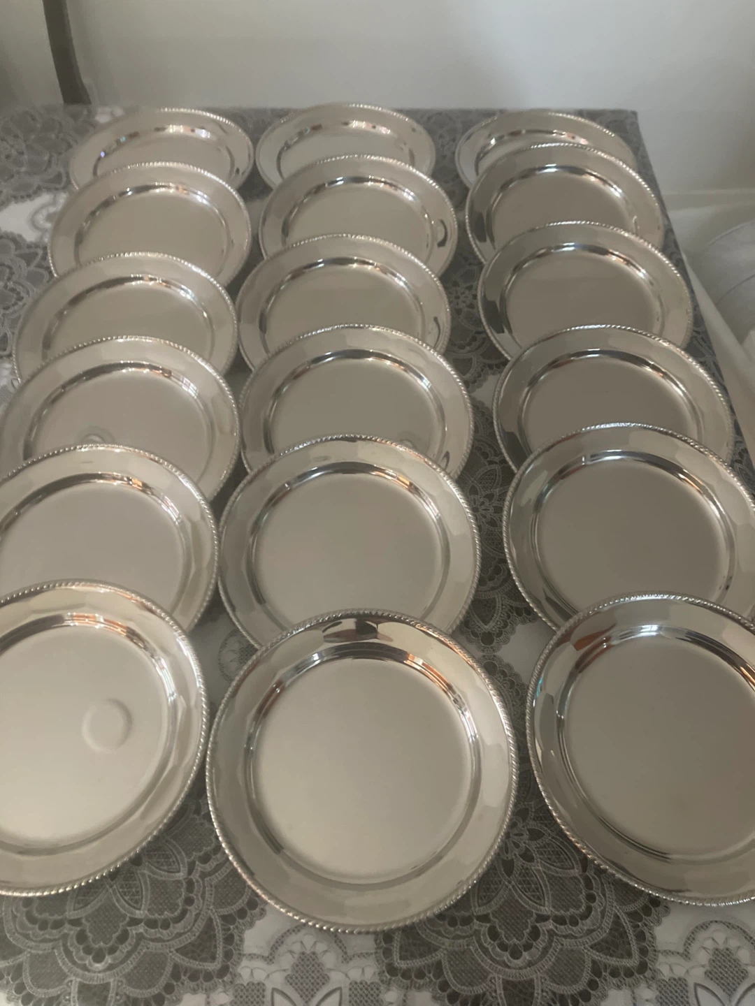 Set of 18 Stainless Steel Charger Plates with Rope Rim - photo 2