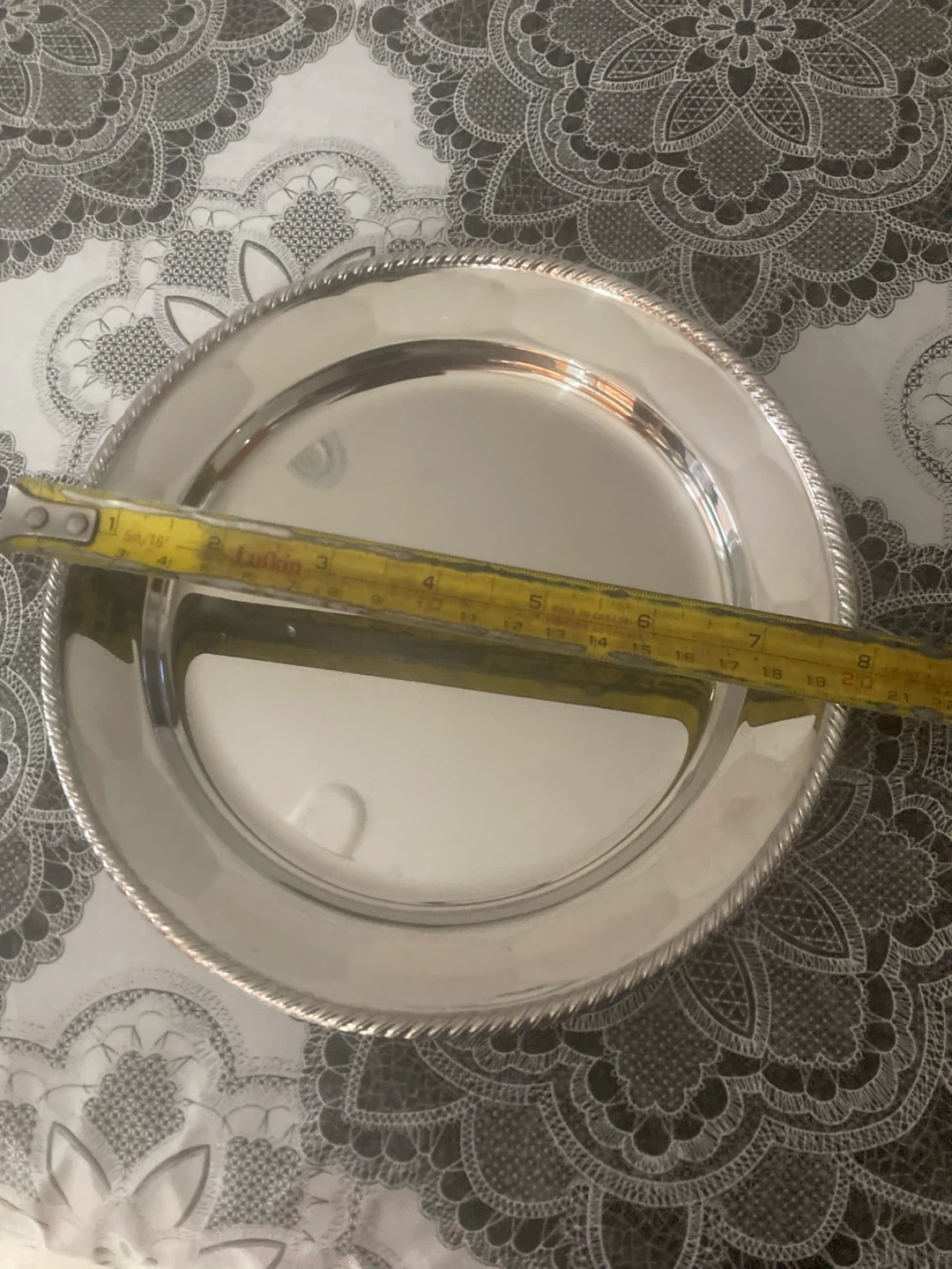 Set of 18 Stainless Steel Charger Plates with Rope Rim - photo 5