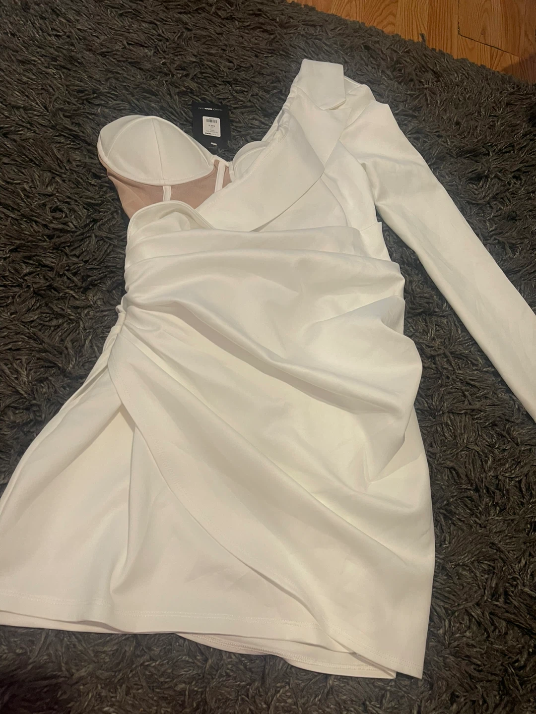 Fashion Nova White One Shoulder Ruched Mini Dress - photo 2