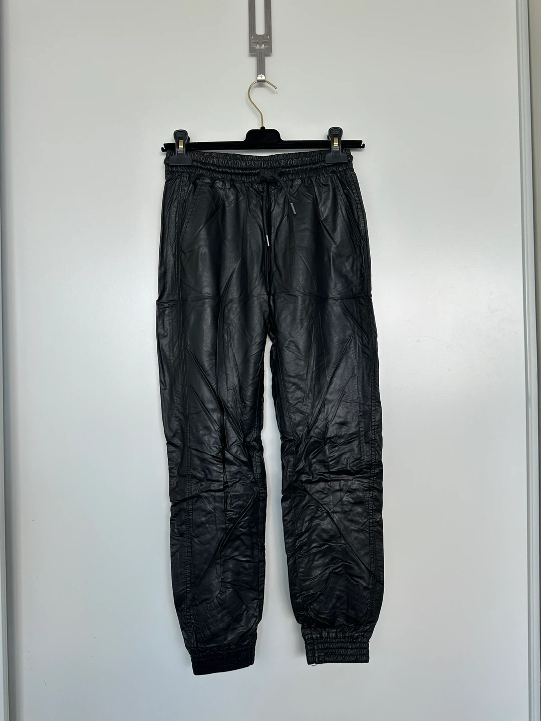 Black Faux Leather Joggers - Zara