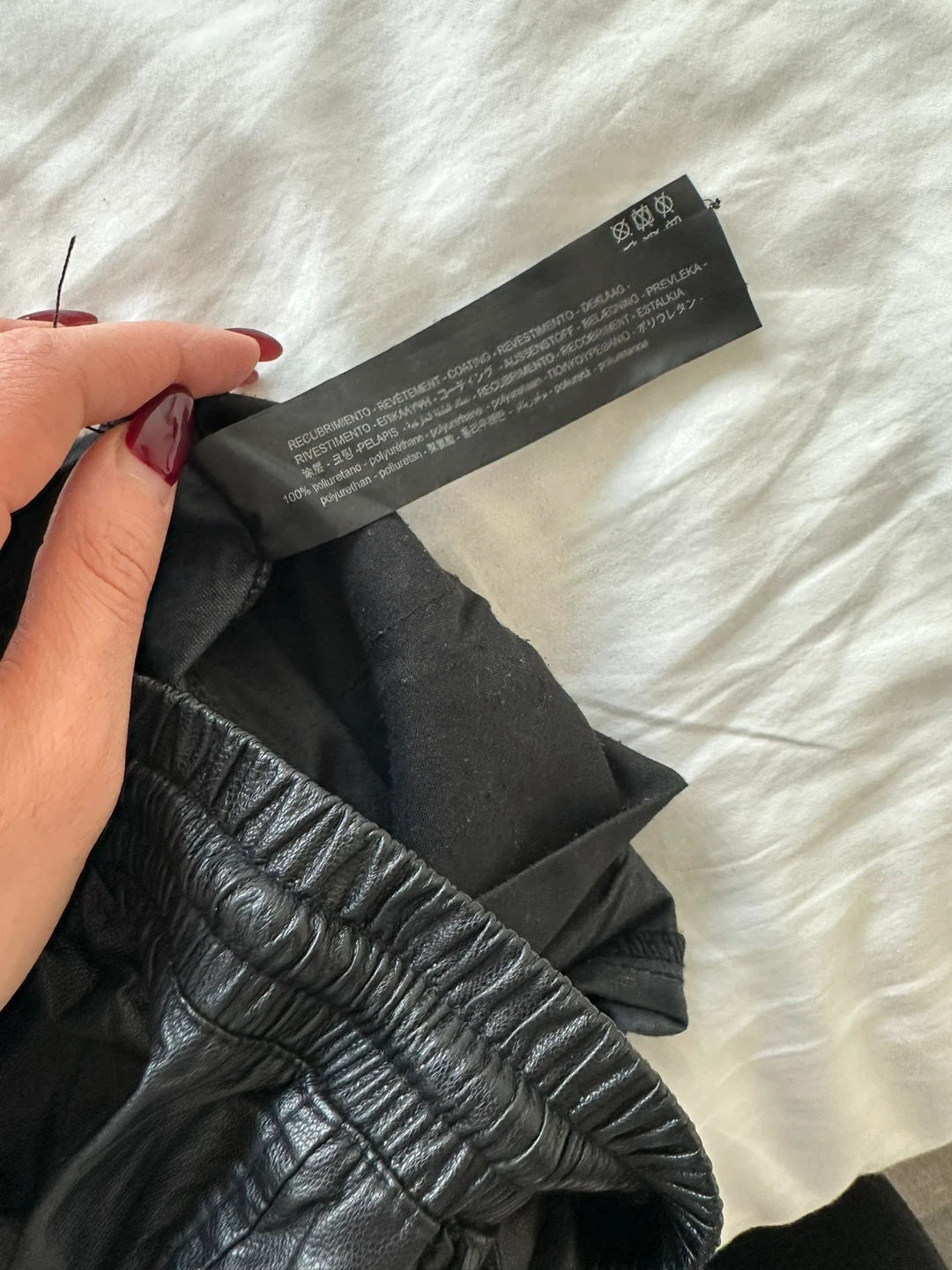 Black Faux Leather Joggers - Zara - photo 3