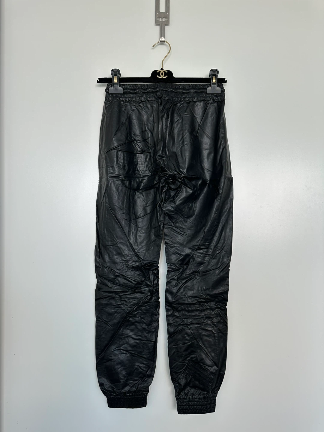 Black Faux Leather Joggers - Zara - photo 2