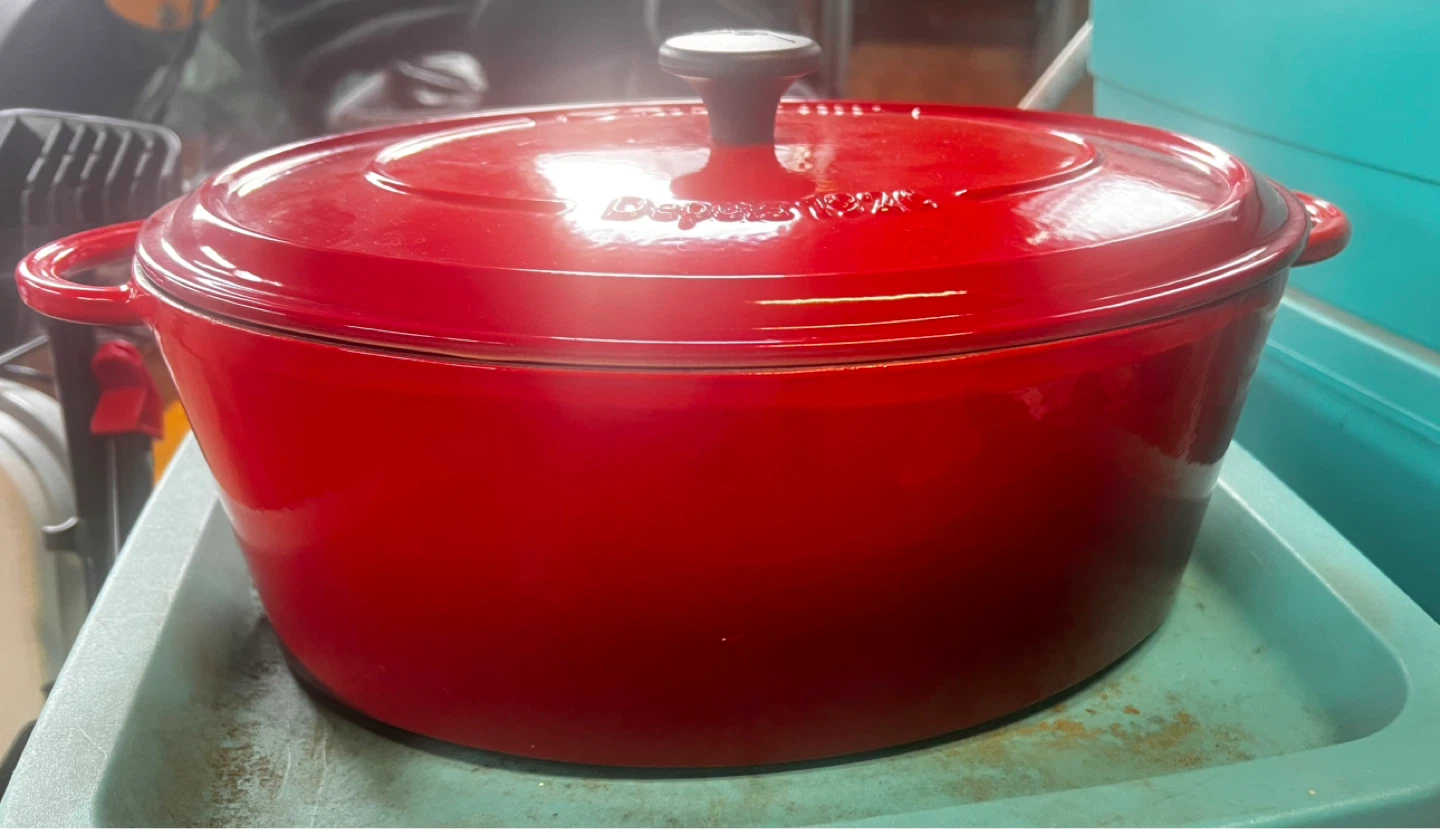 Fontignac Red Enameled Cast Iron Oval Dutch Oven 8QT - photo 3