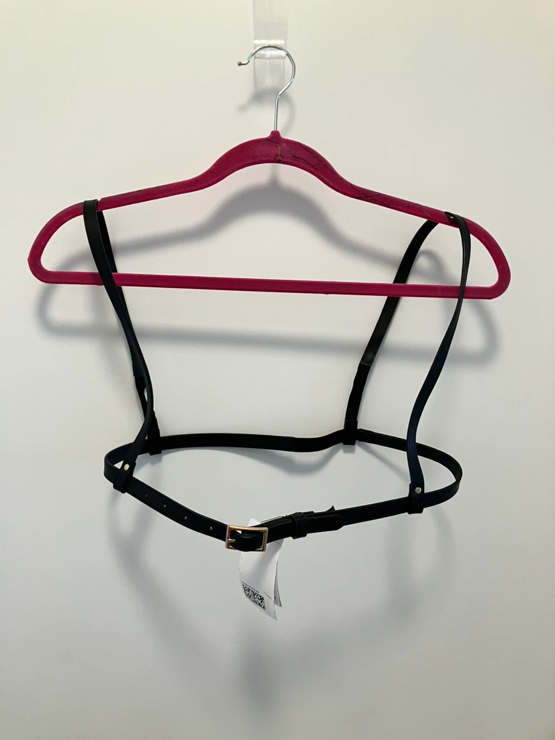 Black Harness Belt with Gold Buckle