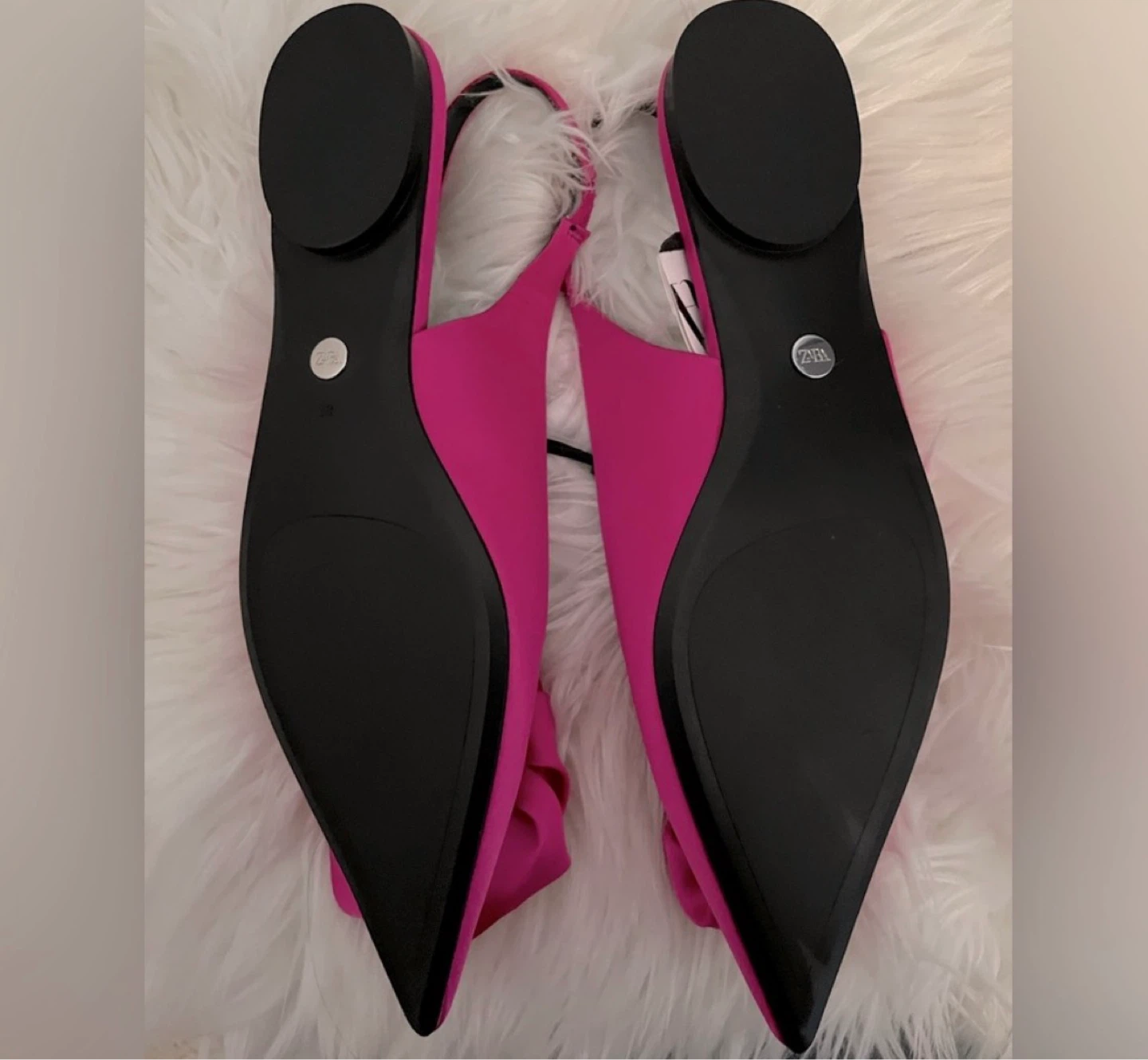 Zara Pink Satin Rose Slingback Flats BNWT - photo 5
