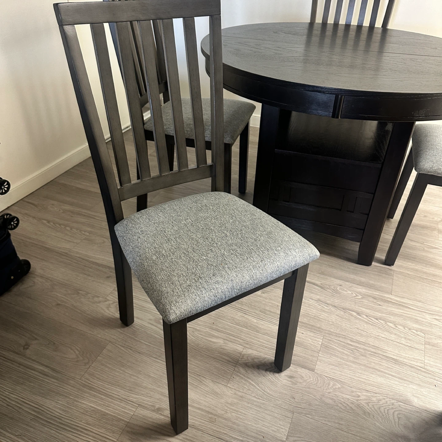 3 month old - Black Round Dining Table with 4 Chairs - photo 5