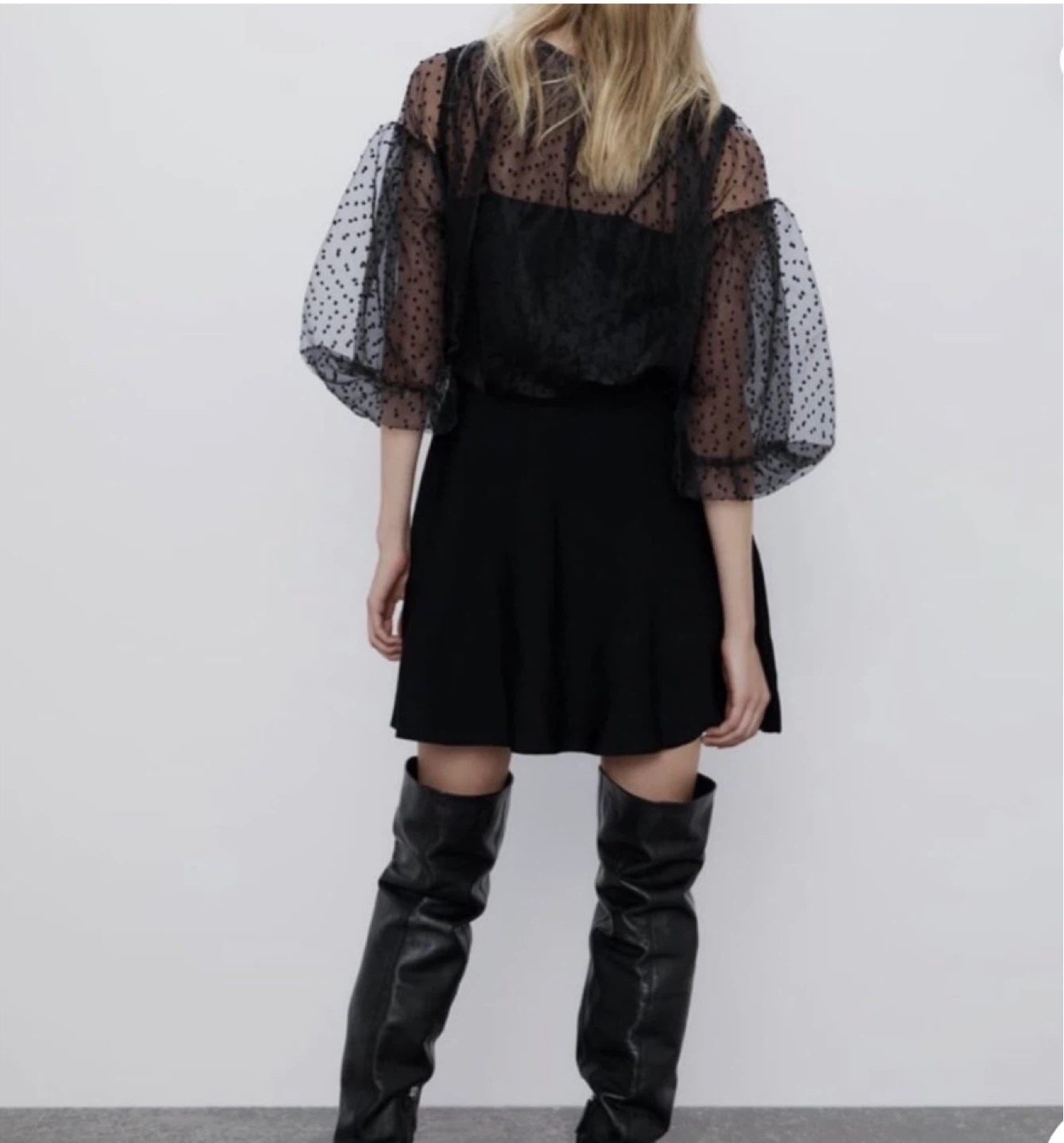 Zara Sheer Black Swiss Dot Dress - photo 3